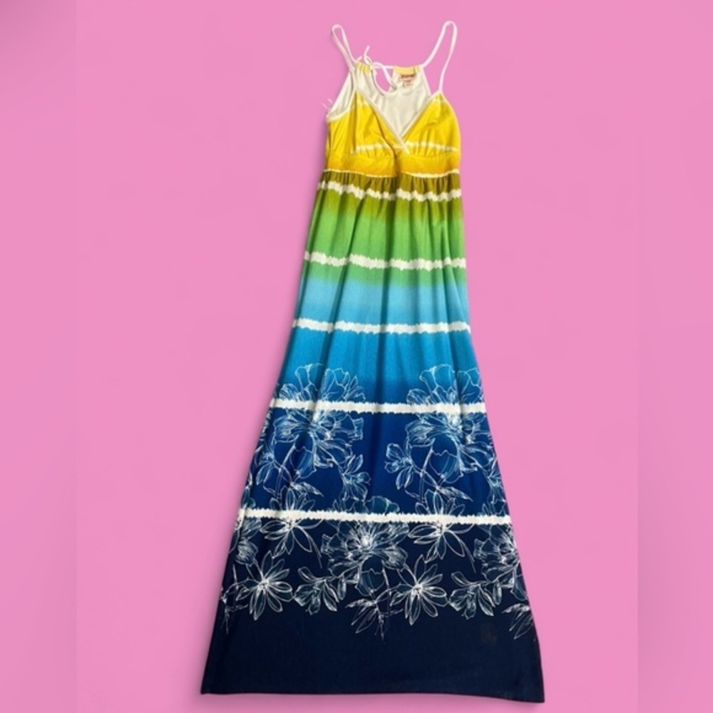 Y2k 2000s Summer Garden Maxi Noodle Strap Dress